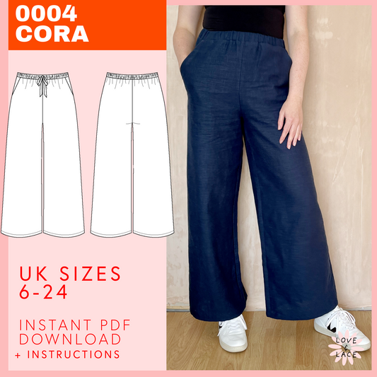 Cora Trousers Sewing Pattern | PDF Instant Download sizes 6-24