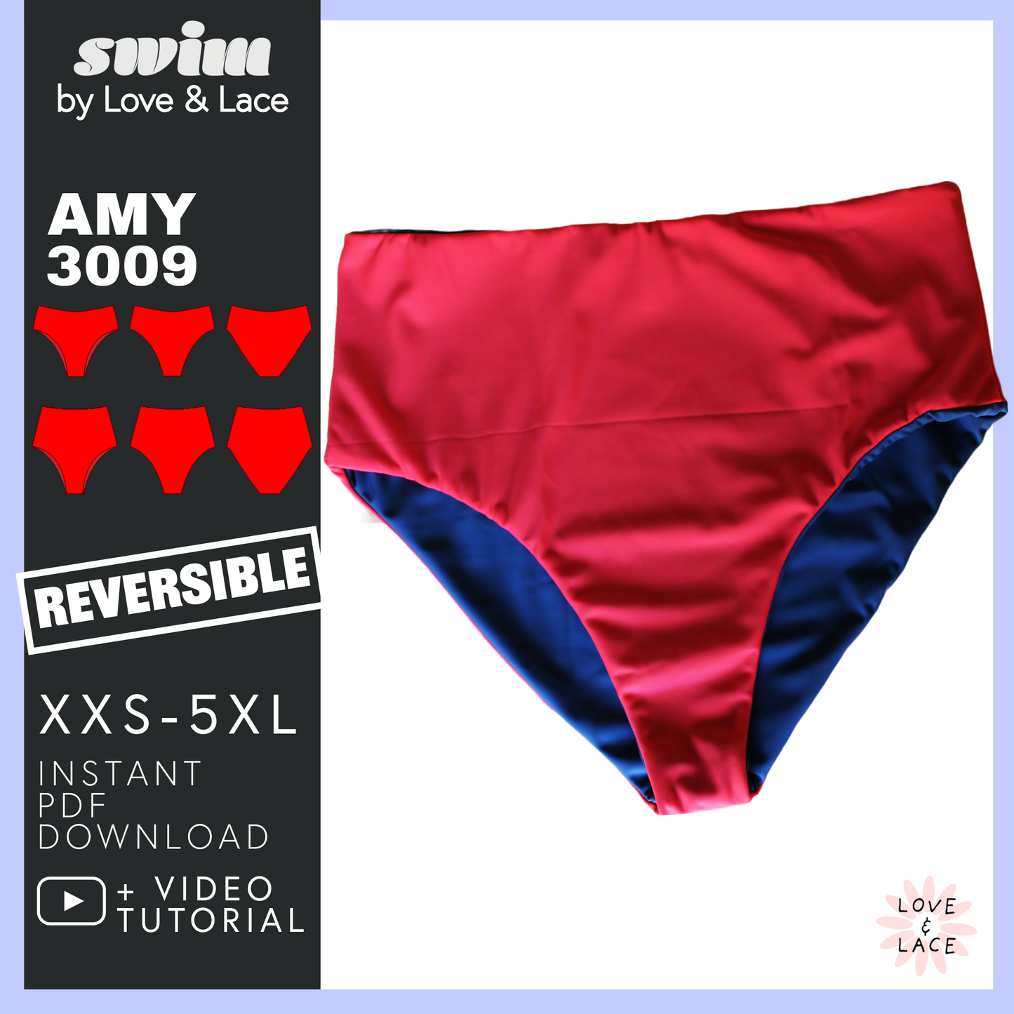 Bikini Bottoms Sewing Pattern | Sizes XXS-5XL | Amy